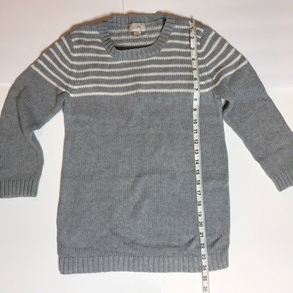 LOFT Half Striped Grey Sweater - Size M - Picture 5 of 7
